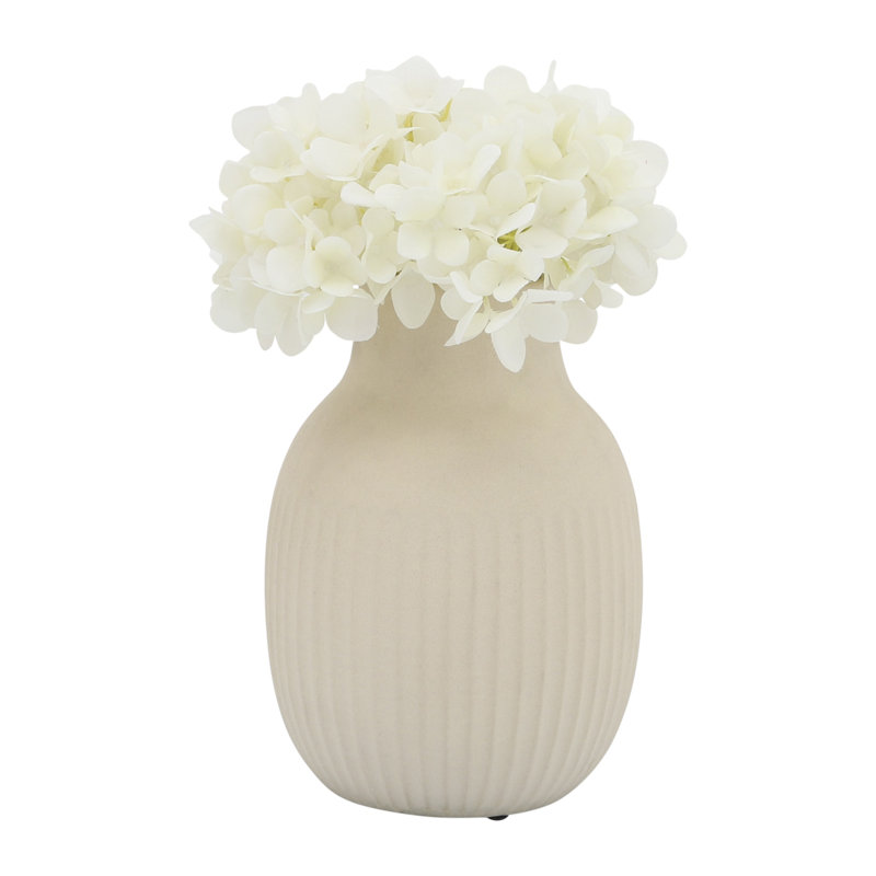 Neutral Textured 9" Ceramic Vase Contemporary Ivory Bulbous