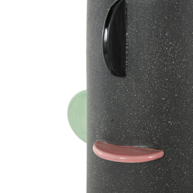 Cole And Grey Ceramic Textured Decorative Vase With Multicolor Half-Moon Accents, 16.2" H x 7.85" W x 7.5" D