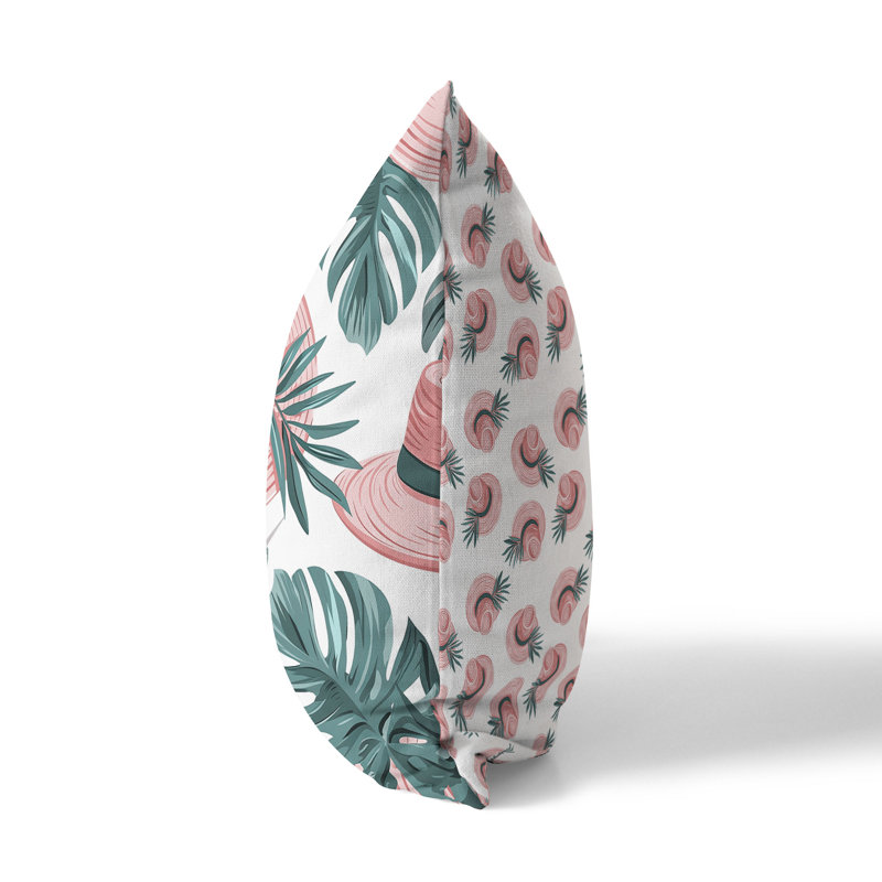 Coussin Tropical, Vert/rose, H 26 po x l 26 po