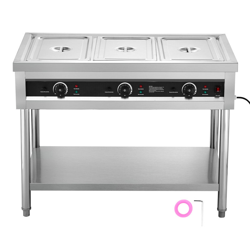 Table chauffante commerciale à 3 casseroles avec contrôle de température indépendant