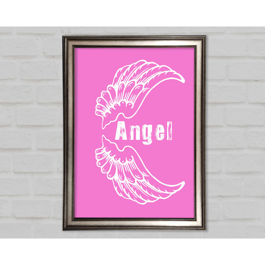 Angel Wings 3 Vivid Pink - Einzelne Bilderrahmen Kunstdrucke