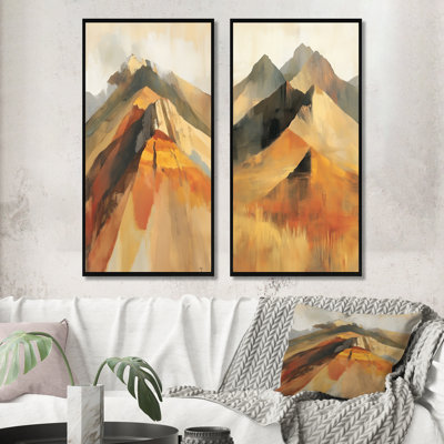Couleurs de la Montagne Arc-en-ciel I - Décoration murale Montagnes pour salon (paquet de 2)