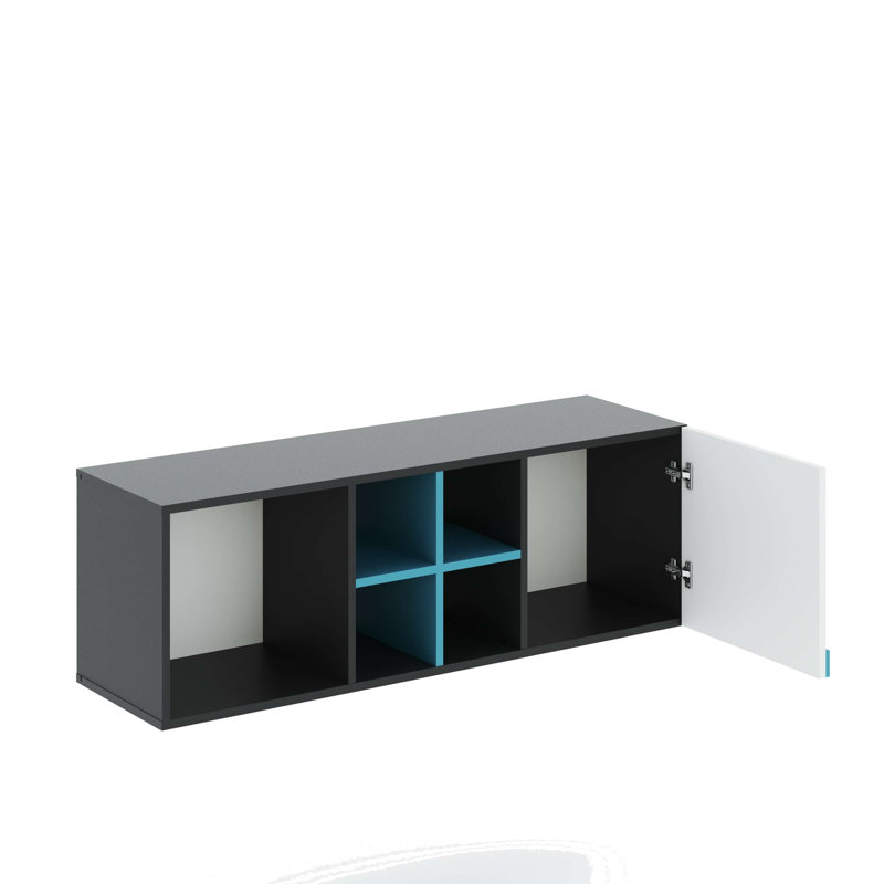 Laileigh Bookcase, White/Anthracite/Blue