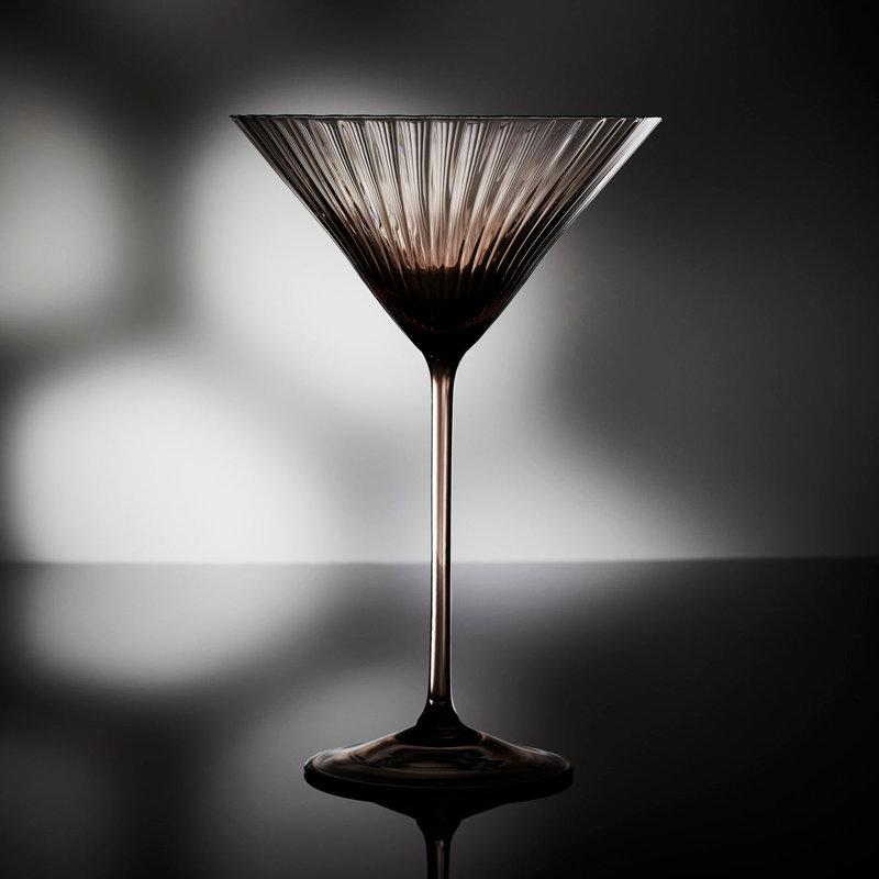 Quinn Handmade Crystal Martini Glass, Mocha