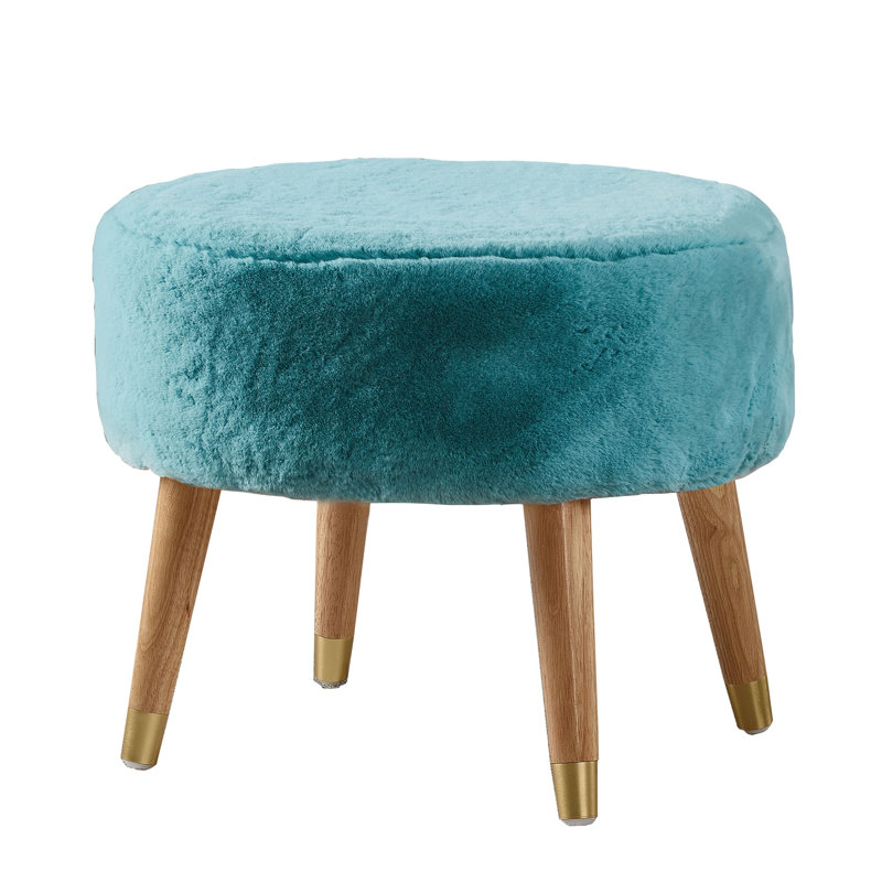 Repose-pieds de 22 po Weisser, Fausse fourrure bleue turquoise
