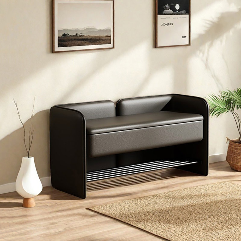 Tabouret de rangement pour chaussures 39,4 po, Noir, noir, noir, noir