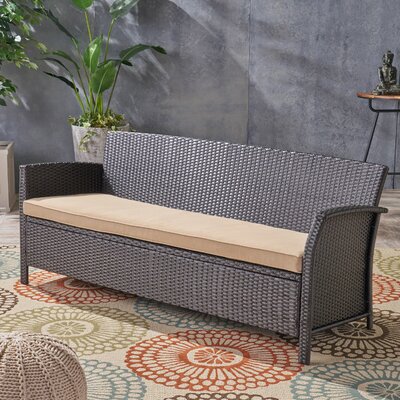 Neufer 67.75'' Wide Outdoor Wicker Patio Sofa with Cushion -  Red Barrel StudioÂ®, D3C7FAFF81734BEB97A9D35DCE1E11CE