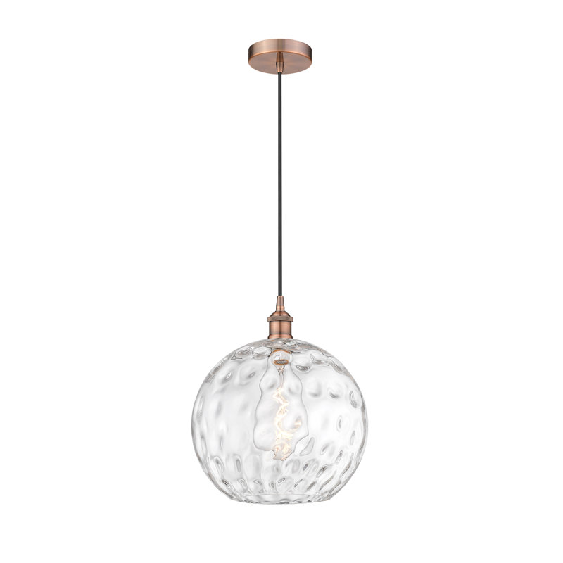 Luminaire suspendu simple à 1 lumière Ralph, H 14,75 po x l 12 po x P 12 po, Cuivre antique