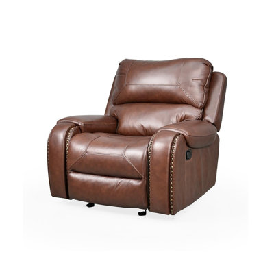 41.4" W Transitional Manual Single Recliner W/ Glider And Swivel, Brown