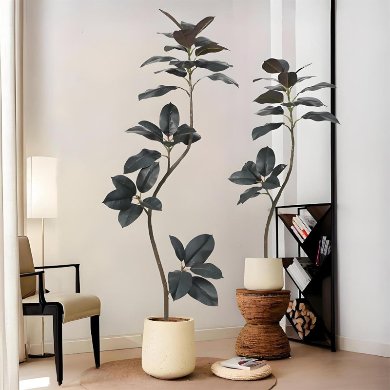Hévéa artificiel, grand faux arbre avec pot, H 47,24 po