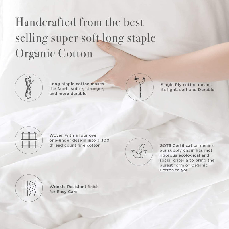 Organic Cotton Standard/Queen White Pillowcase Set