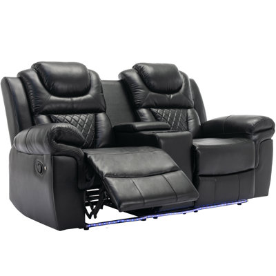Francis Manual PU Leather Home Theater Loveseat Recliner with LED Lights