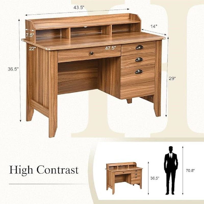 Mya-Jane Computer Desk, Rustic Oak Brown