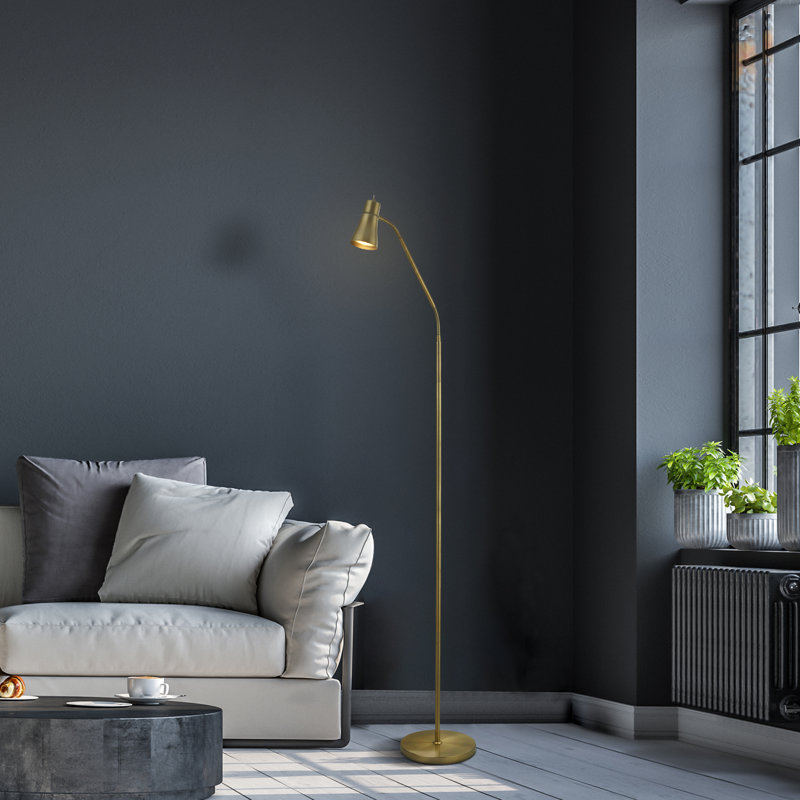 Aldobrando 167cm Arched Floor Lamp, Antique Brass