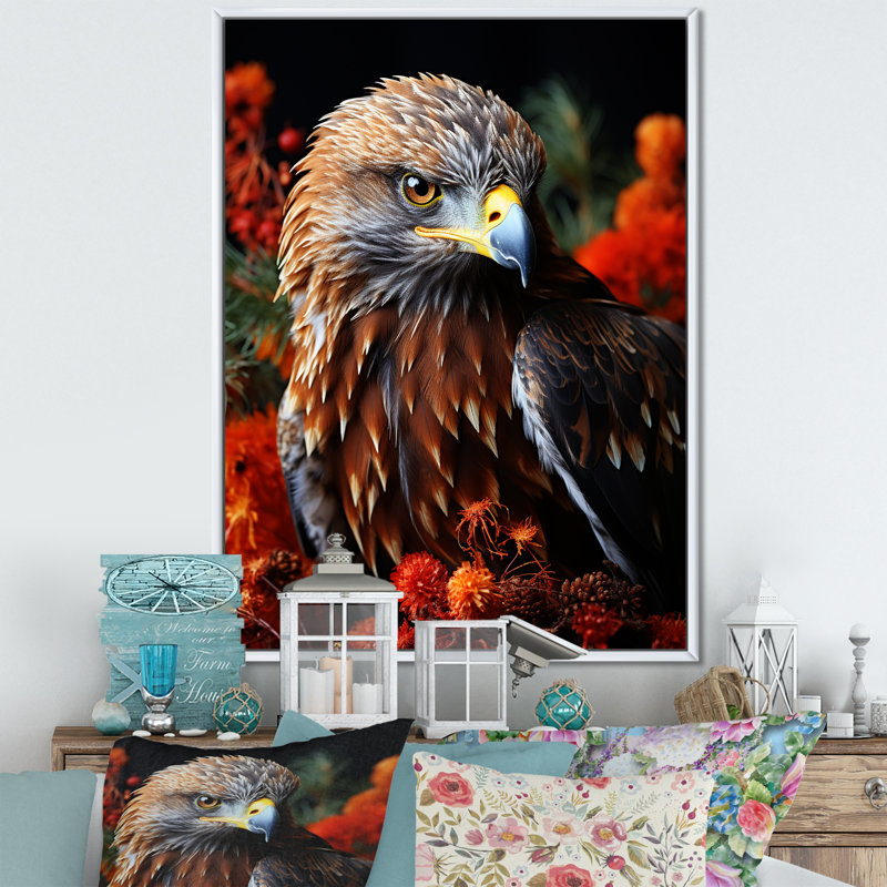Prismatic Majestic Bold Eagle I - reproduction sur toile, Cadre flottant blanc, H 32 po x l 16 po x P 1 po