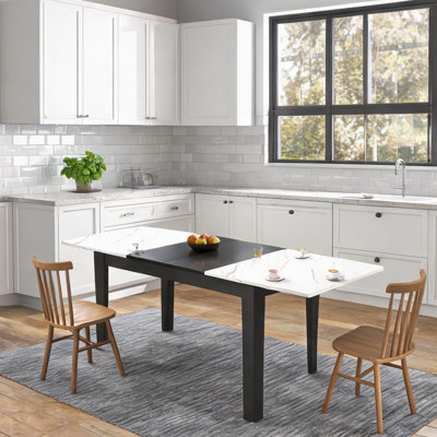 Table de salle à manger extensible Modern Farmhouse, pour 14 personnes et plus, panneau de fibres à densité moyenne blanc pur, long de 106,5 pouces