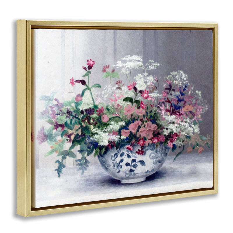 Cadre flottant Painterly Elegant, H 25 po x l 31 po, Cadre flottant métallique doré