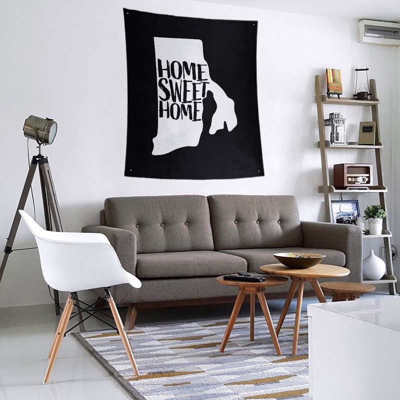 Tapisserie murale Home Sweet Rhode Island, H 60 po x l 51 po, Noir