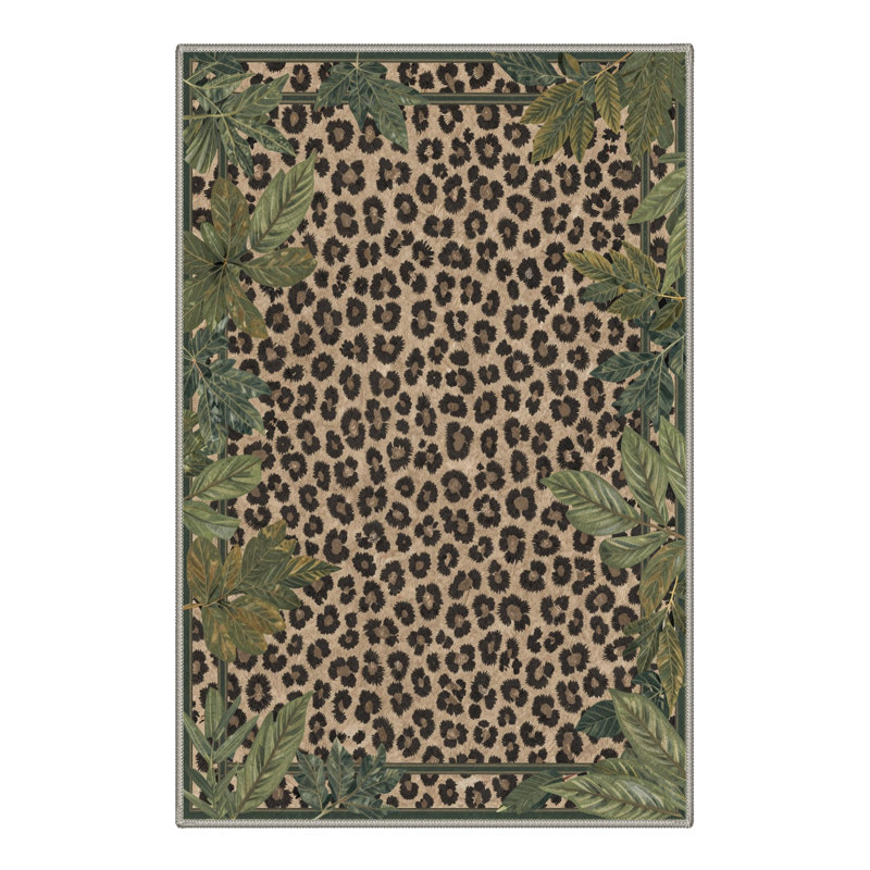 Tapis léopard lavable à la machine Alissa