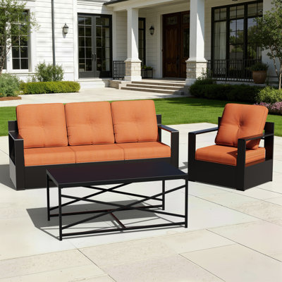Ensemble de coussins de siège d'extérieur à assise profonde et coussins de dossier, coussins de remplacement en tissu d'oléfine résistants à la décoloration pour la pelouse de jardin, disponibles en beige, bleu marine, rouge, orange, vert et noir