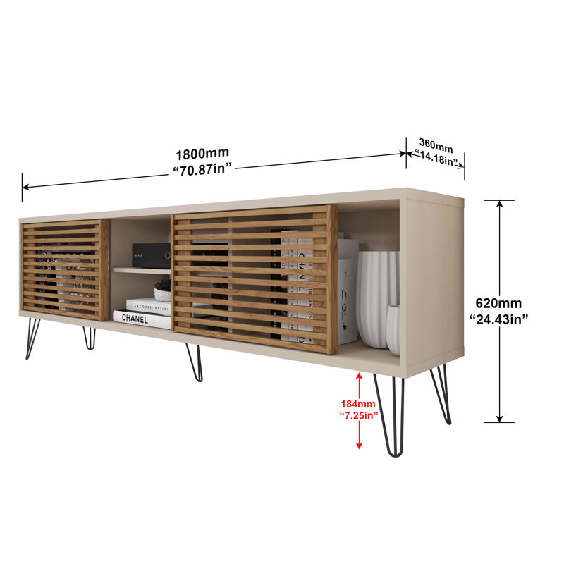 Patmos Modern TV, Media Console, Entertainment Center for TVs up to 70", Off White