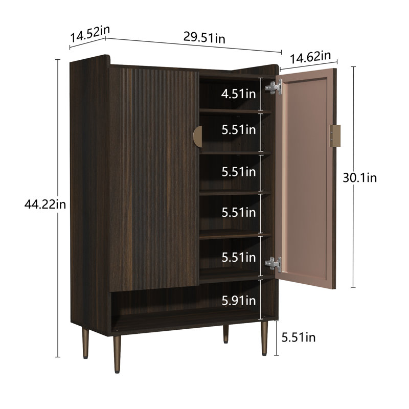 Rangement à chaussures moderne avec tablettes réglables, Brun