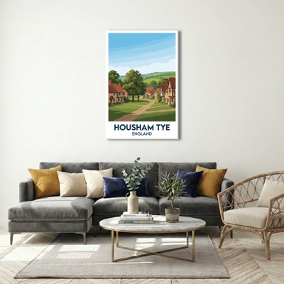 Housham Tye, England - Village Green Travel Poster: Countryside Romance And Timeless Charm. Giclee Print On Wrapped Canvas. Wall Art, Home Decor - Cities & Towns, England - Wrapped Canvas Print