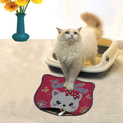 Tapis de litière durable pour chat, 15,7 po x 19,7 po | 50% PVC / 50% polyester, lavable à la machine et passer l'aspirateur | Parfait pour un nettoyage facile, conception antidérapante pour garder votre maison propre et fraîche, idéal pour les propriétaires d'animaux de compagnie
