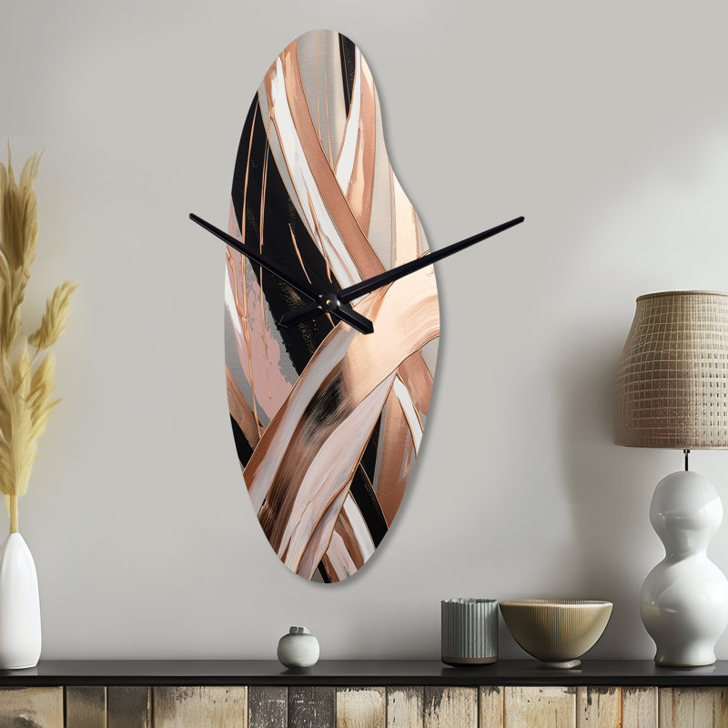 Horridge - Curved Shape Large Abstract Marble 3D Wall Clock, Moyenne