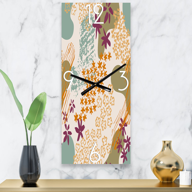 Fleurs, silhouettes et formes fluides - Horloge murale moderne, Petit