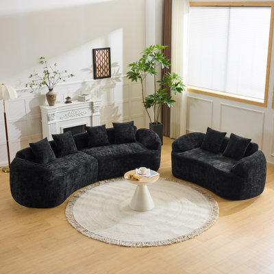 Canapés de compression, canapé compact moderne à deux places en chenille noire pour la maison