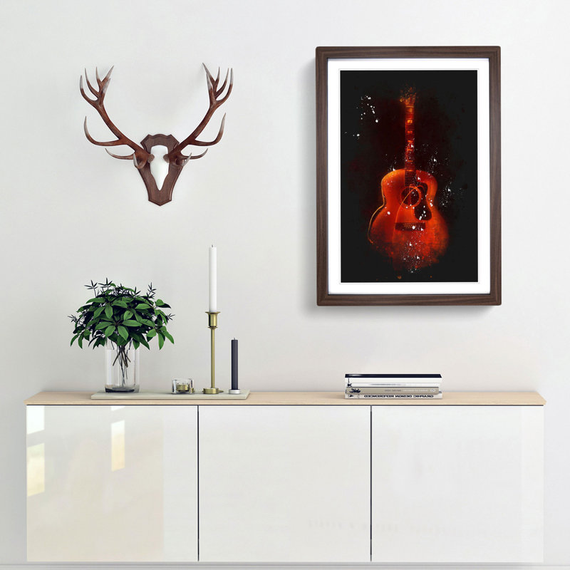 Abstract Guitar - Framed Print, 63cm H x 45cm W x 2cm D, Walnut Framed