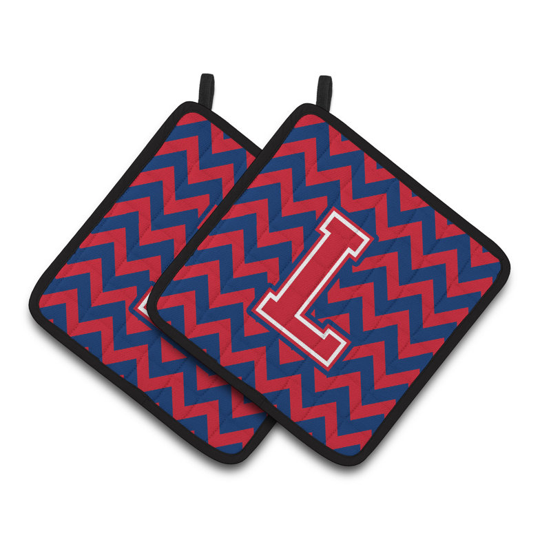 Poignée à chevrons, L, Bleu de Yale / cramoisi