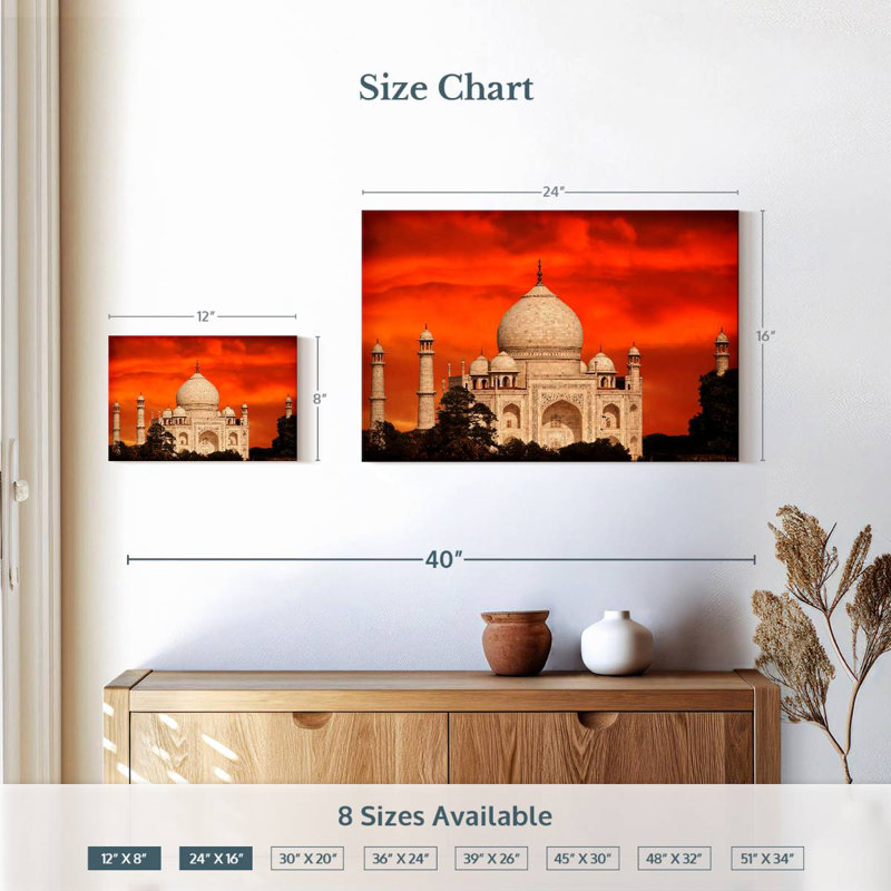 Adella Sunset Over Taj Mahal, 16" H x 24" W
