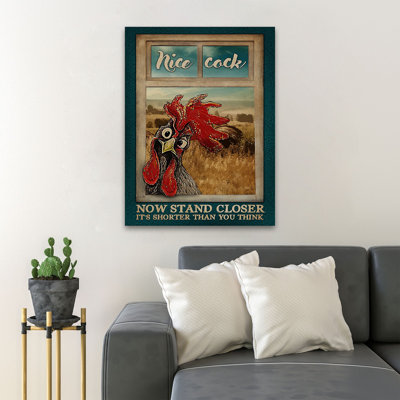 Rooster On Window Background - Nice Cock - 1 Piece Rectangle Graphic Art Print On Wrapped Canvas