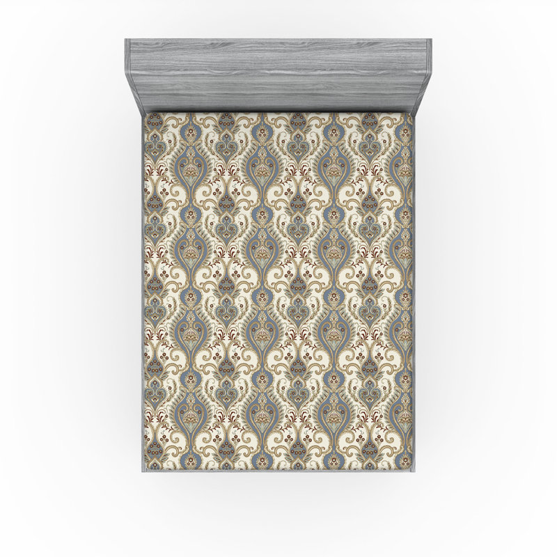 Drap-housse Ambesonne, Drap-housse grand, Bleu ciel, châtaignier, brun / floral