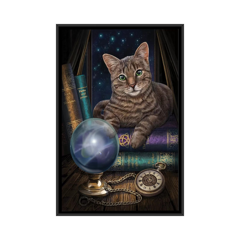 « the fortune teller », impression sur toile, H 26 po x l 18 po x P 1,5 po, Toile avec cadre noir, Pas de tapis