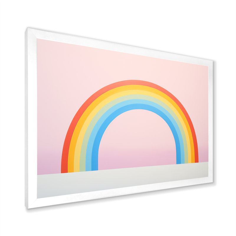 Minimalisme, arc-en-ciel, répit sur toile, Cadre simple blanc, H 24 po x l 32 po x P 1 po
