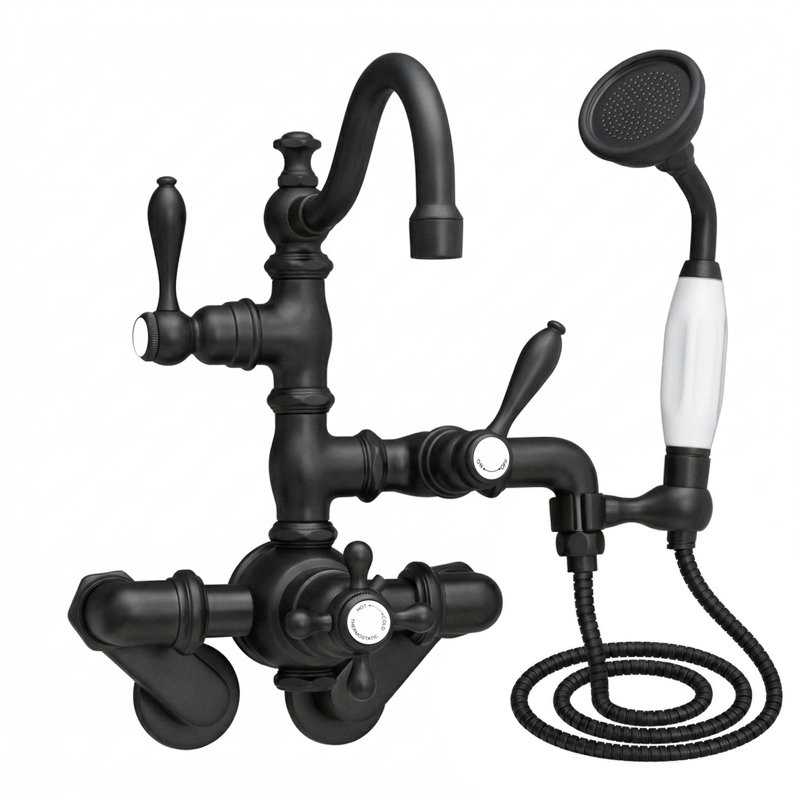 Robinet de baignoire thermostatique avec poignées en croix, Satin Black