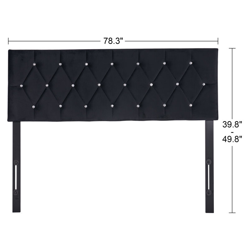Adjustable Upholstered Headboard, Velvet Tufted Bed Headboard with Diamond Button Tufting, Height Adjustable Headboard with Metal Legs, Luxury Padded Headboard for King Beds