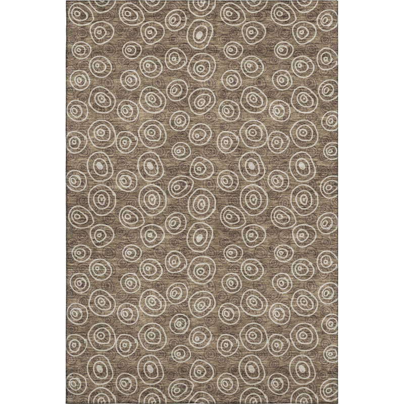 Premium Machine Washable Prisco Brown Rug, Rectangle 5' x 7'6"