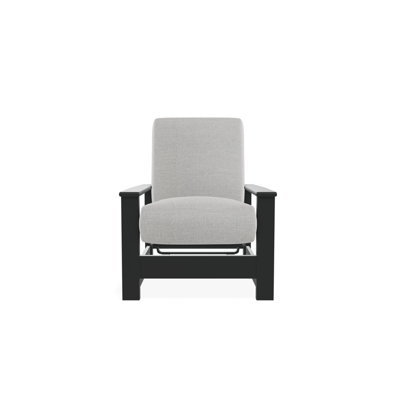 Leeward Marine Grade Polymer Deep Seating Cushion Arm Chair with Hidden Motion, Graphite, Grasscloth Cloud
