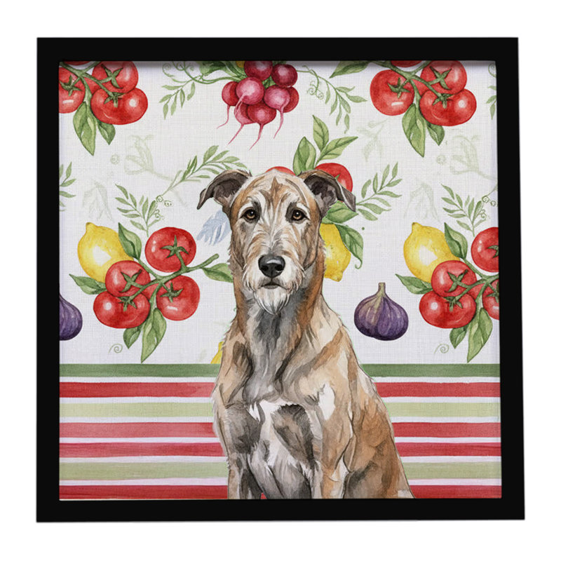 Brindle Irish Wolfhound Légumes, impression sur métal encadrée, Brun