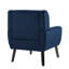 Fauteuil rembourré en velours bleu royal avec dossier en bois massif Davey-623009447