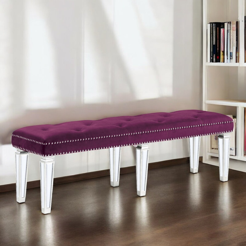 Hallmark Upholstered Bench with Tapered Leg, Purple