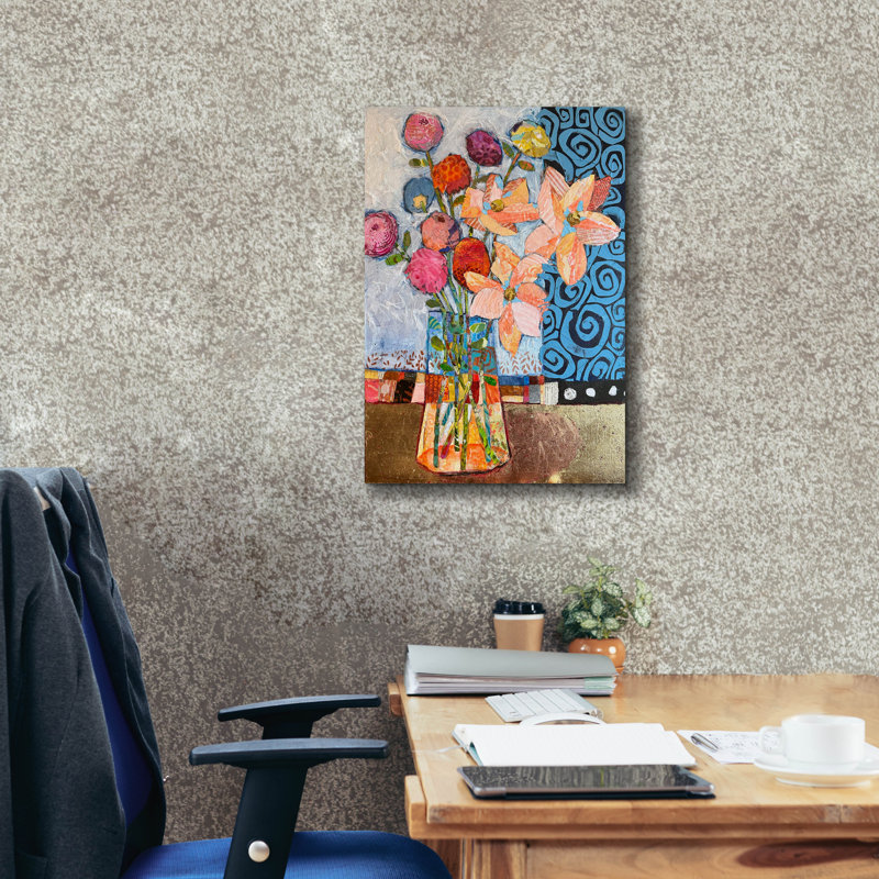 «Spirals And Flowers» par St Hilaire Elizabeth, art mural sur toile, H 26 po x l 18 po