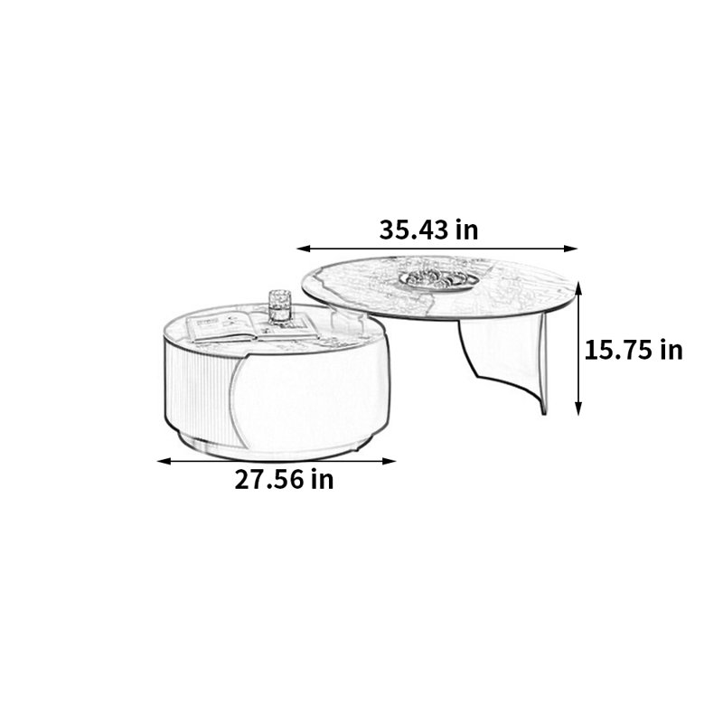 Ensemble de tables basses rondes de luxe moderne