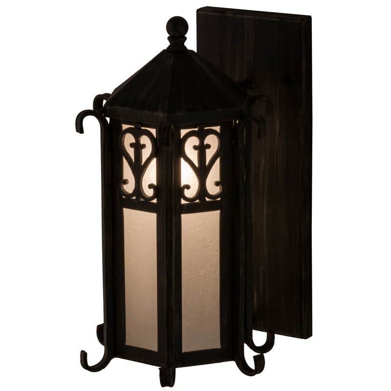 1 - Light Outdoor Wall Lantern, Antique Iron Gate