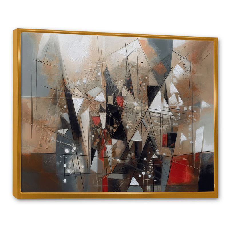 Exploration des abstractions cubistes I - art mural abstrait cubisme, salon, H 12 po x l 20 po, Cadre flottant doré