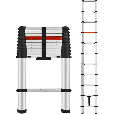 10.8 FT Aluminum Lightweight Extension Folding Telescopic Ladder Soft Close Design Multi-Purpose Ladder, Heavy Duty 250Lbs Capacity For RV Or Outdoor -  17 Stories, 9D0D89CB43274EF7AA2170544C6C46E1